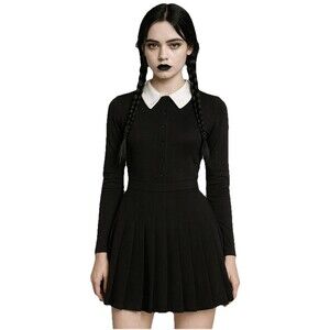 Bebe Pleated Skirt Size 4 Goth Wednesday Adams Grunge